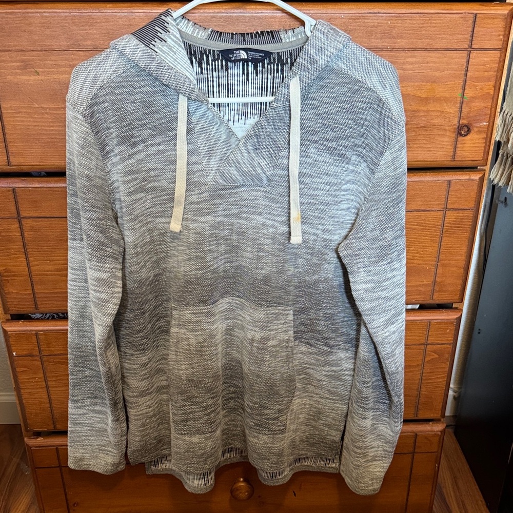 The North Face Gray Hooded Sweater with Drawstrings